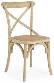 Set di 2 sedie CROSS in legno di olmo naturale e rattan naturale