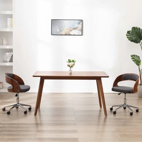 Sedie Da Pranzo Girevoli 2 Pz Grigie İn Legno Curvo E Tessuto /