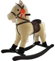 Cavallo a Dondolo per Bambini in Peluche con Suoni Beige