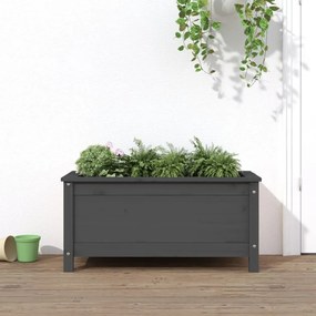 Fioriera Da Giardino Grigia 82,5x40x39cm Legno Massello Di Pino /
