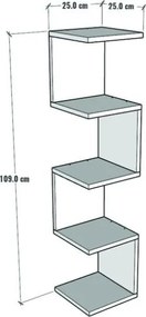 Mensola Ad Angolo Zig-Zag 5 Ripiani 25x25x109 Musa Bianco E Antracite