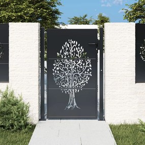 Cancello Giardino Antracite 105x155 Cm İn Acciaio Design Albero /