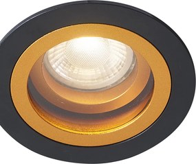 Faretto da incasso moderno nero con oro orientabile e inclinabile IP44 - Chuck