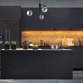 Lampadario a sospensione con supporto rigido FLEX 3xE27/60W/230V nero/fumé nero