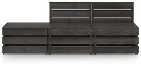 Set salotto da giardino 3 pz in legno di pino impregnato grigio