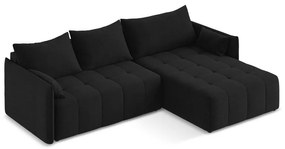 Divano angolare nero allungabile/con contenitore (con penisola a destra/con chaise lounge) Moku – Makamii