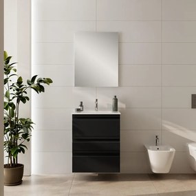 Mobile bagno sospeso con lavabo L 60 x H 56 x P 46 cm grafite in mdf 3 cassetti per vasca centrale Pull, piedini non inclusi