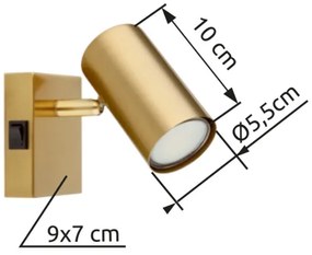 Globo 57911-1GO - Faretto da parete ROBBY 1xGU10/25W/230V oro