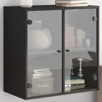 Mobile a Muro con Ante in Vetro Nero 68x37x68,5 cm 836491