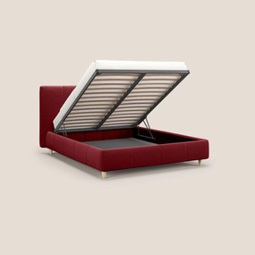 Laura letto imbottito contenitore e sfoderabile in microfibra velluto impermeabile T09 rosso