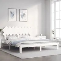 Giroletto Testiera Bianco Super King Size in Legno Massello 3193742