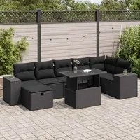 Set Divani da Giardino 5 pz con Cuscini in Polyrattan Nero 3327945