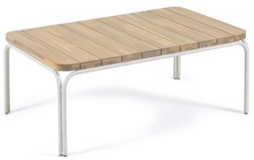 Kave Home - Tavolino da salotto Cailin in legno massello acacia gambe acciaio bianco 100x60cm FSC100%