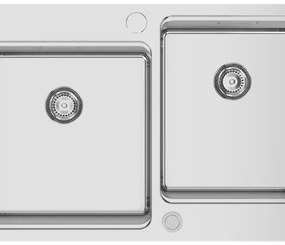 Lavello semincasso 2 vasche RODI Una Reverse 81 inox L 50.5 x L 81 x P 20 cm argento