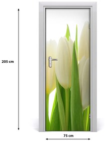 Poster adesivo per porta Tulipani bianchi 75x205 cm
