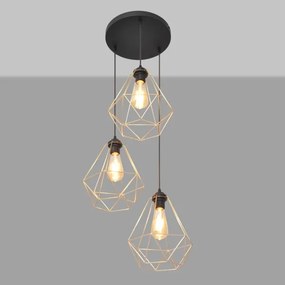 Lampadario a sospensione con filo KARO 3xE27/15W/230V oro/nero