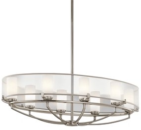 Lampadario Contemporaneo Saldana Metallo Peltro Classico Tessuto 8 Luci G9 3 Led