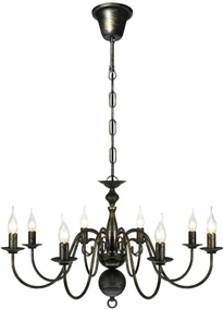Lampadario Stile Antico Metallo Nero Lampadine 8 X E14 /
