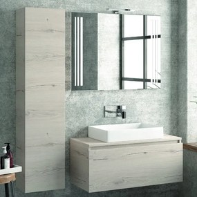 Composizione bagno sospesa 100cm mobile specchio e colonna - KAMALU