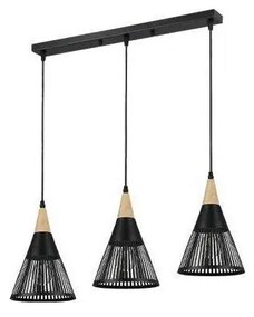 Lampadario a sospensione con filo HIRA 3xE27/60W/230V nero