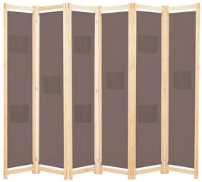 Divisorio A 6 Pannelli Marrone 240x170x4 Cm İn Tessuto /