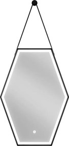 Mexen Orla specchio da bagno retroilluminato 50 x 70 cm, LED 6000K, antiappannamento, cornice nera - 9815-050-070-611-70