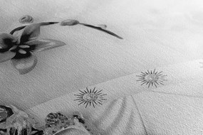 Stampa su tela – Gioielli floreali di lusso in bianco e nero