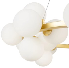 Lampadario Contemporaneo Dallas Metallo Oro 25 Luci Diffusori Bianco Opaco