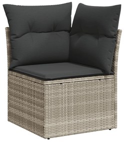 Set divani da giardino 7pz con cuscini grigio chiaro polyrattan