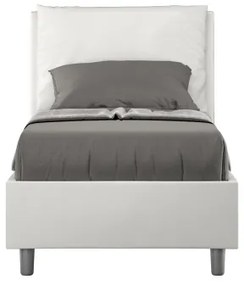 Letto singolo contenitore imbottito 80x200 similpelle bianco Antea