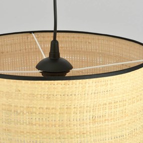 Sospensione Nordica 1 Luce Drago In Acciaio Nero E Rattan