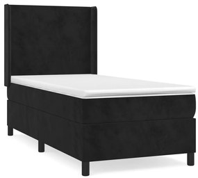 Giroletto a molle con materasso nero 100x200 cm in velluto