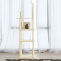 Albero per Gatti con Tiragraffi in Sisal Crema 171 cm