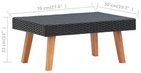 Tavolino da giardino in polyrattan nero