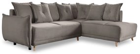 Divano letto in velluto a coste marrone chiaro (angolo destro) Lazy Lukka - Miuform