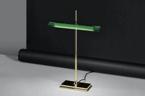 Flos Goldman Lampada Da Tavolo a luce diretta con sensore ottico e presa Usb in alluminio Ottone verde