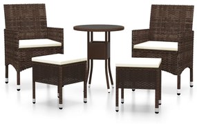 Set divani da giardino 5 pz in polyrattan marrone