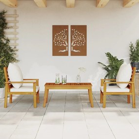 Set Mobili Da Giardino 3pz Con Cuscini Legno Massello Di Acacia /