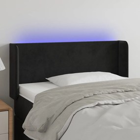 Testiera A Led Nera 83x16x78/88 Cm İn Velluto /