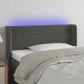Testiera A Led Grigio Scuro 103x16x78/88 Cm İn Velluto /