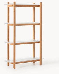 Scaffale grande in legno di quercia con ripiani in vetro Alex