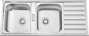 Lavello semincasso 2 vasche in inox argento RODI Urban 116 L 116 x L 50 cm, reversibile