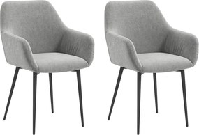 Set 2 Sedie Imbottite Stile Nordico 54x57x80 cm Tessuto Effetto Velluto Grigio Scuro...