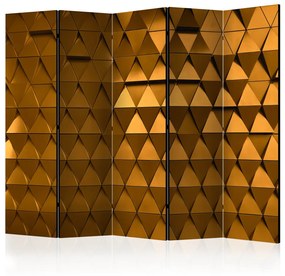 Paravento Armatura d'oro II (5-parti) - sfondo geometrico a triangoli brillanti