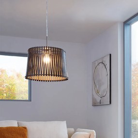 Lampadario Industrial Sendero 1 Luce Acciaio Grigio Opaco Diffusore Marrone