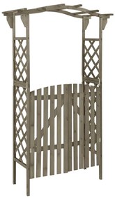 Pergolato Con Cancello 116x40x204 Cm Grigio İn Legno Di Abete /