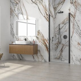 Porta doccia battente 85 cm colore nero altezza 200h | KS2800N - KAMALU