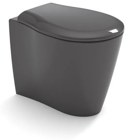 Vaso WC filomuro OLYMPIA CERAMICA soft grigio, sedile incluso P 55 x L 36 x H 42 cm grigio / argento lucido