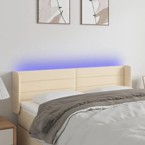 Testiera A Led Crema 147x16x78/88 Cm İn Tessuto /
