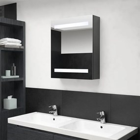 Armadietto Bagno Con Specchio E Led Grigio 50x14x60 Cm /